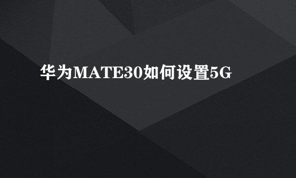 华为MATE30如何设置5G