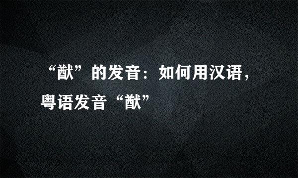 “猷”的发音：如何用汉语，粤语发音“猷”