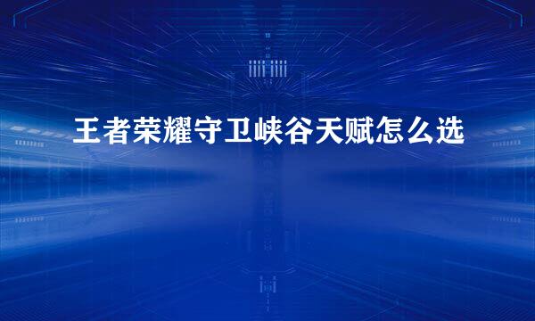 王者荣耀守卫峡谷天赋怎么选