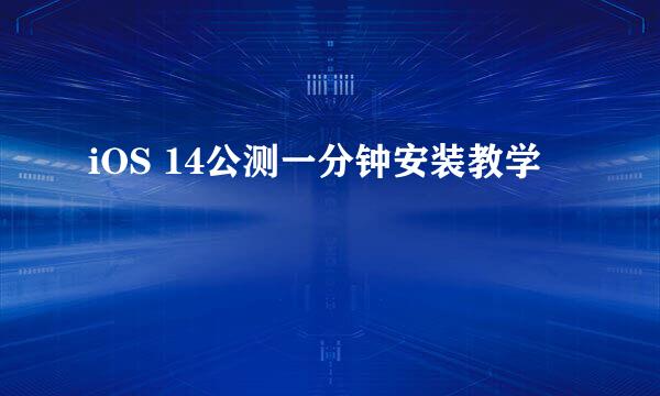 iOS 14公测一分钟安装教学