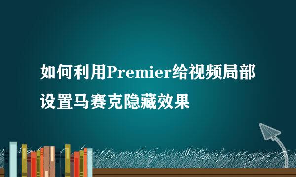 如何利用Premier给视频局部设置马赛克隐藏效果