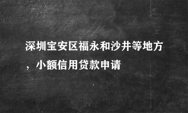 深圳宝安区福永和沙井等地方，小额信用贷款申请