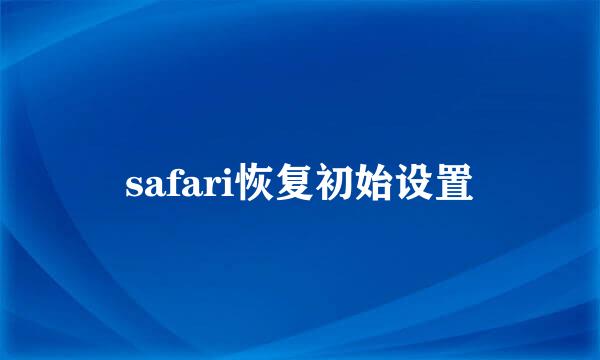 safari恢复初始设置
