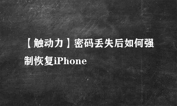 【触动力】密码丢失后如何强制恢复iPhone