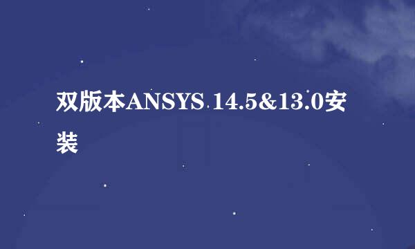 双版本ANSYS 14.5&13.0安装