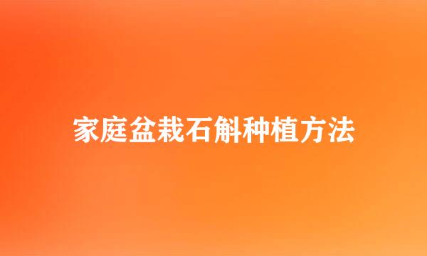 家庭盆栽石斛种植方法