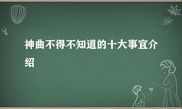 神曲不得不知道的十大事宜介绍