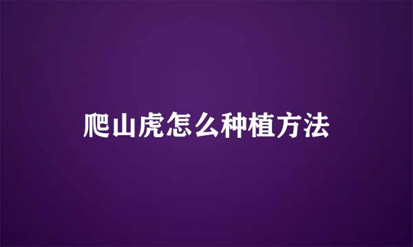 爬山虎怎么种植方法