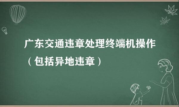 广东交通违章处理终端机操作（包括异地违章）