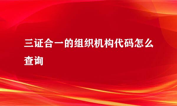 三证合一的组织机构代码怎么查询