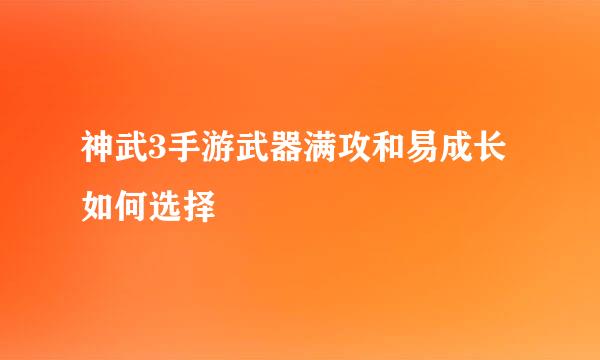 神武3手游武器满攻和易成长如何选择