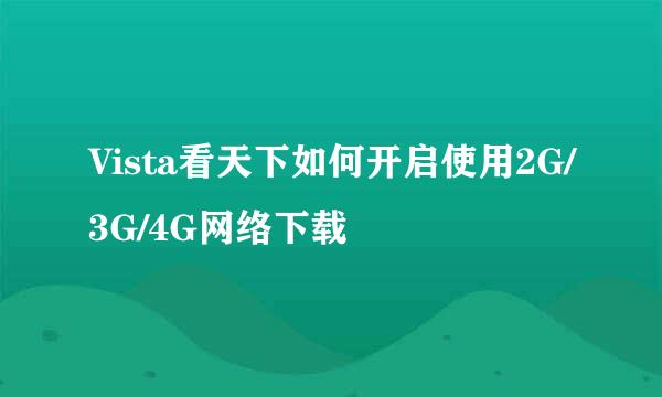 Vista看天下如何开启使用2G/3G/4G网络下载