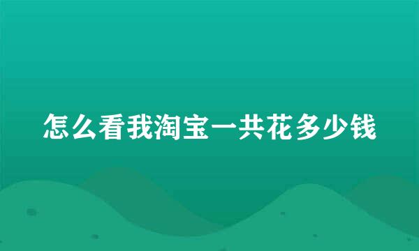 怎么看我淘宝一共花多少钱