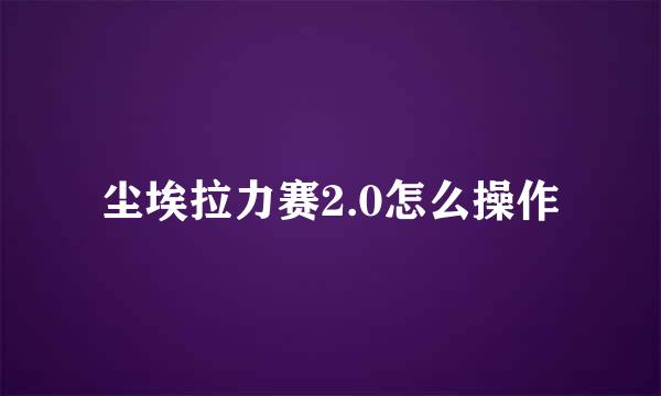 尘埃拉力赛2.0怎么操作