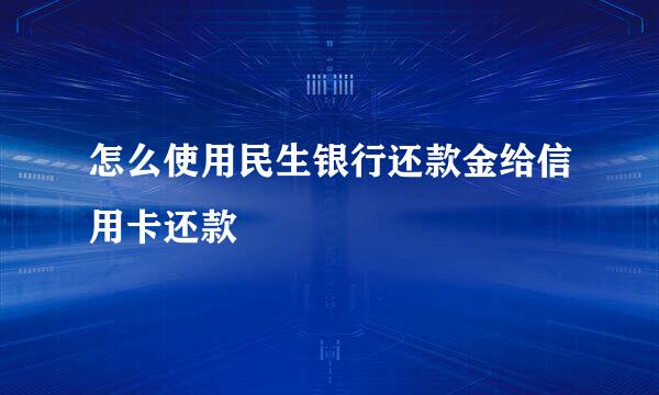 怎么使用民生银行还款金给信用卡还款