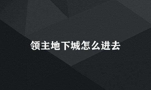 领主地下城怎么进去