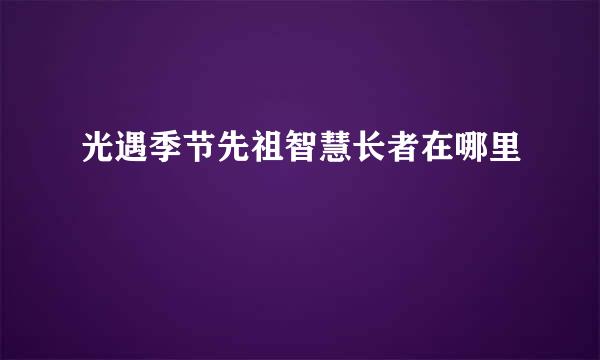 光遇季节先祖智慧长者在哪里