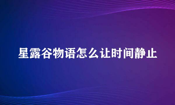 星露谷物语怎么让时间静止