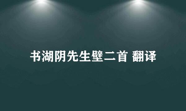 书湖阴先生壁二首 翻译