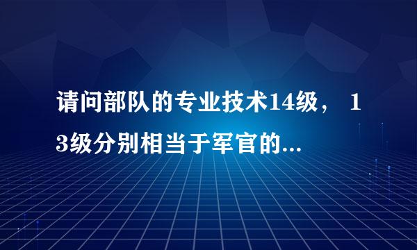 请问部队的专业技术14级， 13级分别相当于军官的什么职务啊