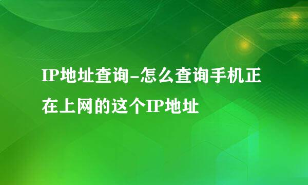 IP地址查询-怎么查询手机正在上网的这个IP地址