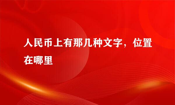 人民币上有那几种文字，位置在哪里