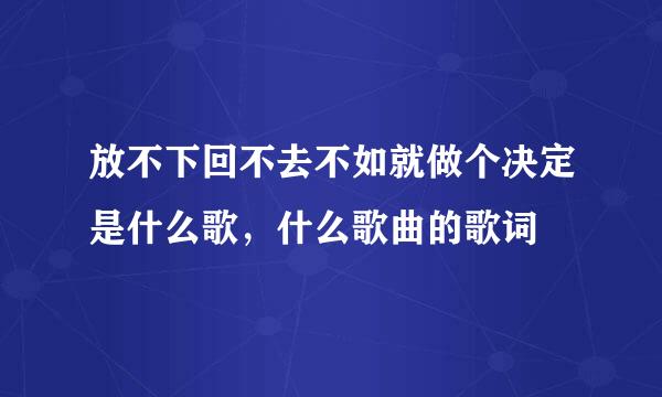 放不下回不去不如就做个决定是什么歌，什么歌曲的歌词