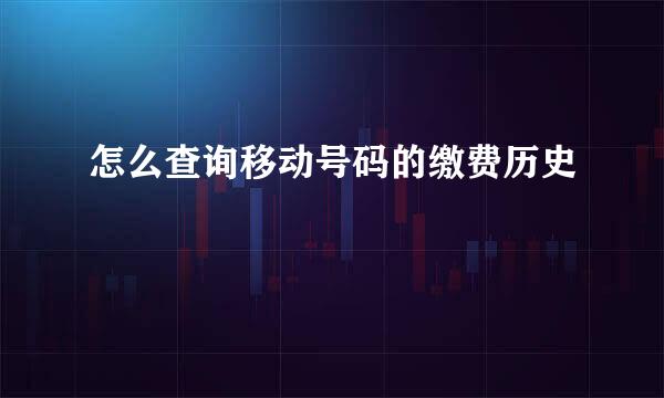 怎么查询移动号码的缴费历史