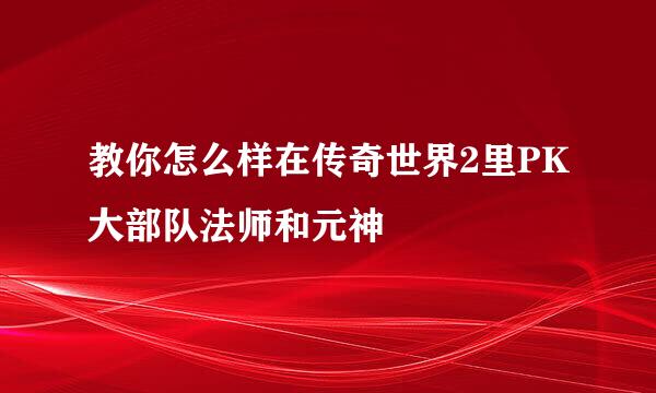 教你怎么样在传奇世界2里PK大部队法师和元神