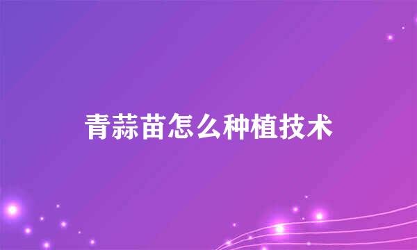 青蒜苗怎么种植技术