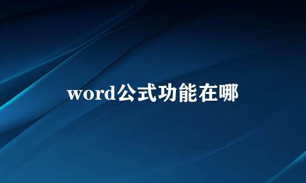 word公式功能在哪