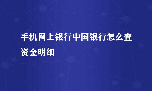 手机网上银行中国银行怎么查资金明细