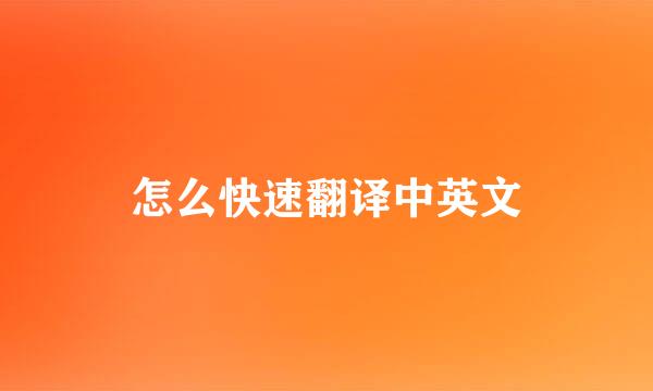 怎么快速翻译中英文