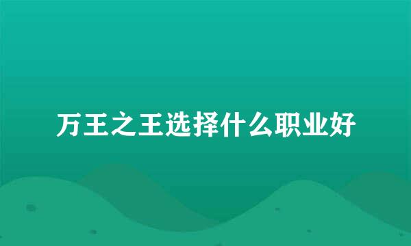 万王之王选择什么职业好