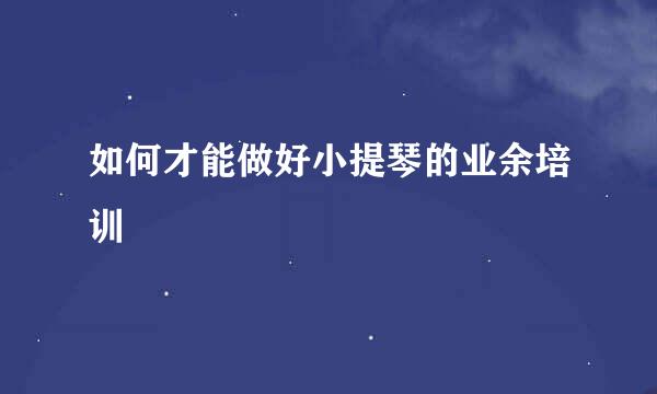 如何才能做好小提琴的业余培训