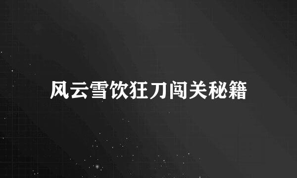 风云雪饮狂刀闯关秘籍