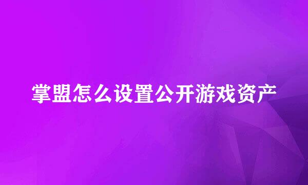 掌盟怎么设置公开游戏资产