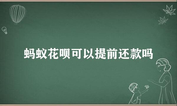 蚂蚁花呗可以提前还款吗