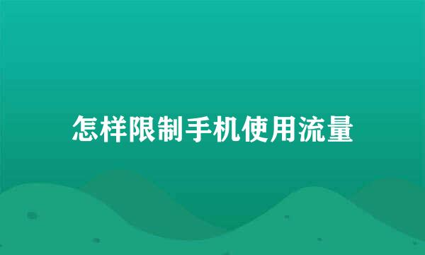 怎样限制手机使用流量