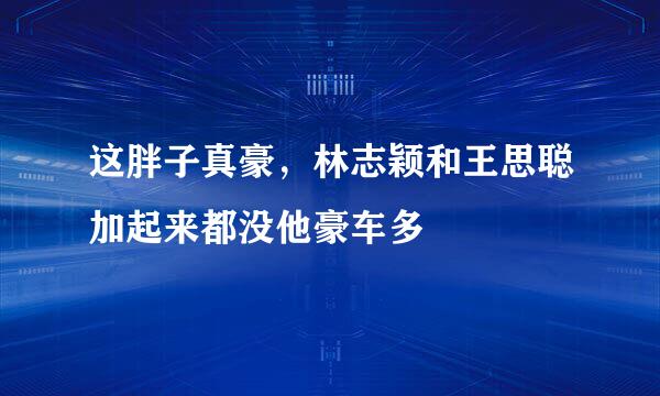 这胖子真豪，林志颖和王思聪加起来都没他豪车多