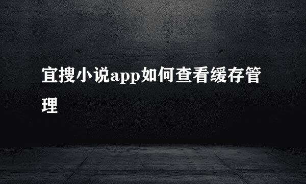 宜搜小说app如何查看缓存管理