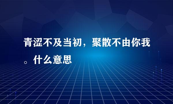 青涩不及当初，聚散不由你我。什么意思