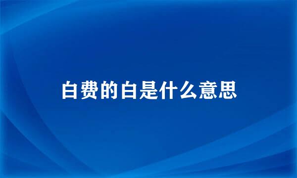 白费的白是什么意思