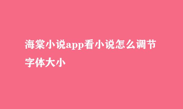 海棠小说app看小说怎么调节字体大小