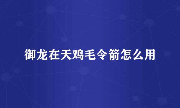 御龙在天鸡毛令箭怎么用