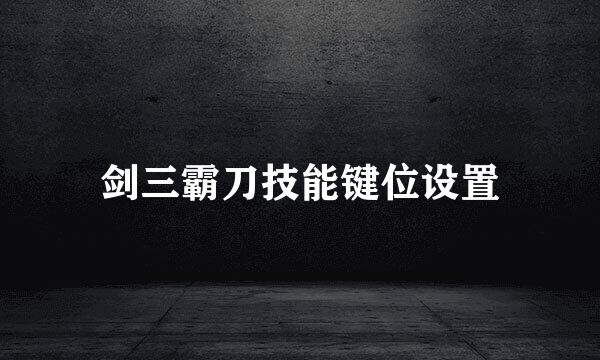 剑三霸刀技能键位设置