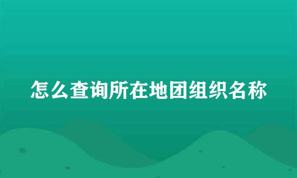 怎么查询所在地团组织名称