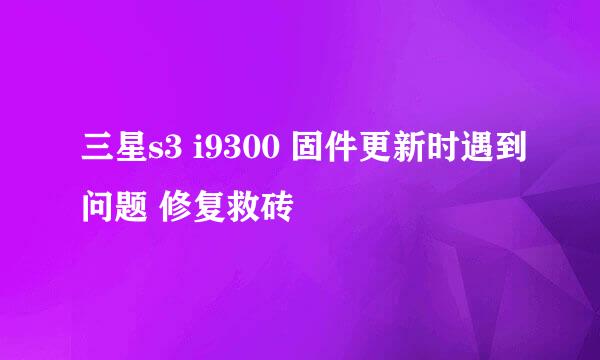 三星s3 i9300 固件更新时遇到问题 修复救砖