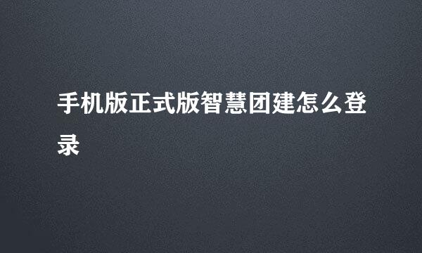 手机版正式版智慧团建怎么登录