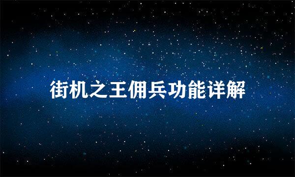 街机之王佣兵功能详解